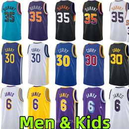 2023 #6 James Stephen #30 Curry Basketball Jerseys Sports High Quality Men Kids Jersey #35 Kevin Durant City Breathable Mesh 75th Edition Wear