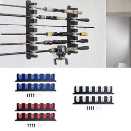 Fishing Accessories 6Rod Rod Holders Wallmounted Pole Rack Horizontal Stand for Garage Cabin and Basement 230608