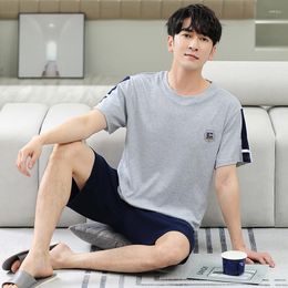 Men's Sleepwear Summer Letter Pattern Cotton Pyjamas Sets For Men Short Sleeves Male Homewear Lounge Wear Night Suit Home Clothes