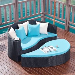 Camp Furniture Nordic Outdoor Luxury Reclining Bed Rattan Chair Courtyard Recliner Villa Swimming Pool Storage Bea