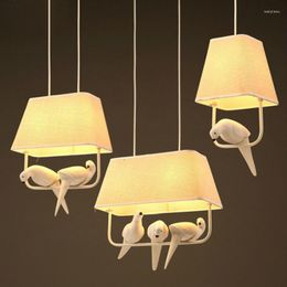 Pendant Lamps Creative Cloth Art Bird LED Lights For Children Room Restaurant Kitchen Decoration Hanging Lamp Le Ceiling