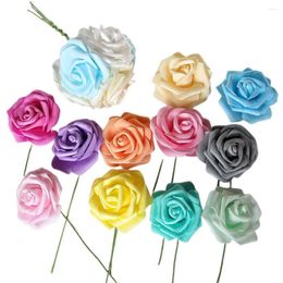 Decorative Flowers 30Pcs 8CM PE Foam Roses Flower With Stem Wedding Car Home Decor Bridal Diy Gifts Box Artificial
