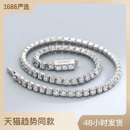 Bracelets New Accessories Necklaces S925 Sterling Silver Diamond 2mm Roman Zircon Summer Fashion Temperament Men Light Luxury Bracelet