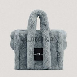 Evening Bags Luxury Faux Fur Large Tote Bag Designer Soft Plush Women Handbags Pluffy Shoulder Crossbody Bags Warm Winter Big Shopper Purses J230609