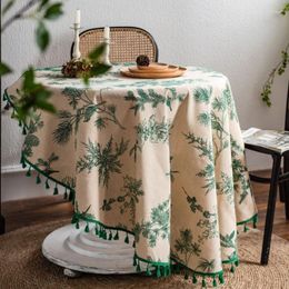 Table Cloth Round Tablecloth 59 Inch Cotton Linen Washable Kitchen Dinning Cover For Restaurant Picnics Camping