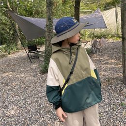 Jackets Boys' Solid Color Long Sleeved Coat Children's Creative Outdoor Jacket Kids 2023 Spring Outwear Camping 1PCS LE634