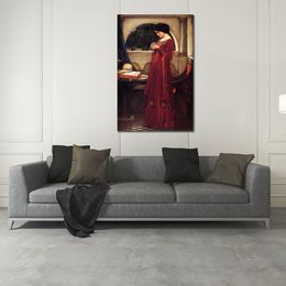 High Quality Handcrafted John William Waterhouse Oil Painting The Crystal Ball Clssical Canvas Art Beautiful Wall Decor