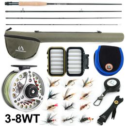 Rod Reel Combo Maximumcatch Extreme 3 8WT Medium fast Carbon Fiber Fly with Graphite Line Tackle Box Triangle Tube 230609