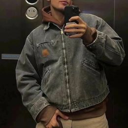 Мужская куртка в стиле хип-хоп, винтажные куртки, стираные пальто в стиле Детройт, американская ретро работа FNJ0