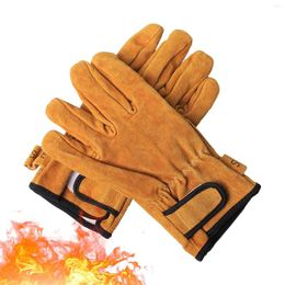 Cycling Gloves Flame Resistant Heat - Wear-resistant Insulation For Camping Thickened Artificial Cowhide High-Te