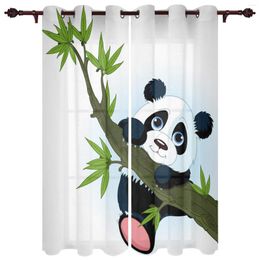 Curtain Animal Cute Panda Bamboo Cartoon Window Curtains For Living Room Bedroom Kitchen Treatments Home Decor Drapes