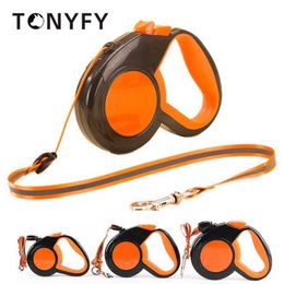 Dog Collars Leashes Automatic Retractable Leash 3M5M8M Chain Accessories Walking Running Reflective Traction Rope Belt Pets Puppy Supplies Z0609