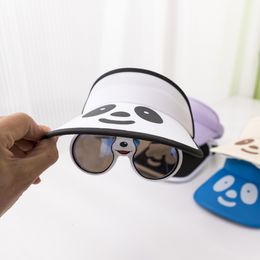 Caps Hats Summer kids Hat With Glasses Cartoon Panda Big Brim Sun Protection Visor Cap For Girl Boy Empty Top Sun Hats Beach Tennis Caps 230608