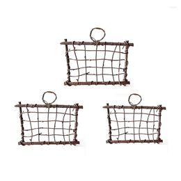 Decorative Flowers 1 Pc Rustic Style Air Plant Frame Holder Rattan Tillandsia Wood Wall Planter For Home Decor