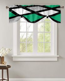 Curtain Jade Green Black Grey Geometric Square Short Window Adjustable Tie Up Valance For Living Room Kitchen Drapes