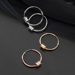 Hoop Earrings Genuine 925 Sterling Silver For Women Gothic Geometric Gold Punk Statement Circle Earring Brincos Jewelr