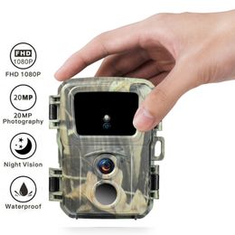 Hunting Cameras Mini Trail Hunting Night Vision Camera 20MP 1080P Wildlife Po Trap Surveillance Tracking Hunting Accessories Waterproof Cam 230608