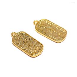 Charms 2pcs Brass Rectangle Pendant Gold Colour Plated High Quality Hammered Charm Jewellery Making 22.45x10.55mm