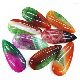 Charms 4PCS Nature Agate Stone Dropwater Shape 38X16MM Double Colours Beads DIY Jewellery Accessories Wholesale Drictly Selling Free SHIPS