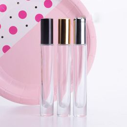 Wholesale Long Style 10ml Glass Roll Bottle Clear Fragrances ESSENTIAL OIL Perfume Bottles with Metal Roller Ball Klftk