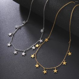 Pendant Necklaces Teamer Pentagram Women's Necklace Fashion Choker Jewellery Simple Ladies Pentagon-Star Gifts Wholesale