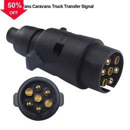 New 7 Pin 12V European Trailer Socket Tow Bar Electrics Connector Adapter For RV Truck Vans Caravans Transfer Signal Adapter