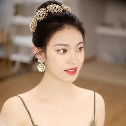 High grade hair band hair accessories wholesale gold pearl flowers queen headdress anchor hair accessories bride accessories FG-0036-A