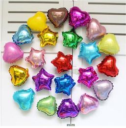 Other Event Party Supplies 100Pcs 5Inch Colorful Heart Star Foil Balloons Birthday Wedding Party Decoration Pure Color Helium Ballons Air Globos Suppies 230608