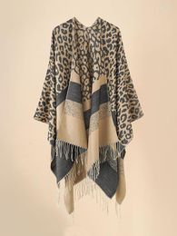 Scarves Fashion Elegant Women Scarf Autumn Winter Leopard Tassel Poncho Wrap Blanket Capa Para Mujer Pashmina Femme Shawl Echarpe Hiver