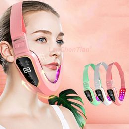 Face Care Devices Lifting Device LED Pon Therapy EMS Slimming Vibration Massage Double Chin V Shaped Cheek Lift Belt Machine 230608