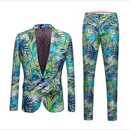 Men's Suits Blazers Floral Men Print Wedding Suit Blazer Hawaiian Style Spring Autumn Jacket Party Meeting Banquet Formal Coat With Pants 230609