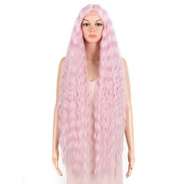 Parrucche in pizzo 42 pollici Parrucca in pizzo Parrucche sintetiche per capelli per donne nere Ombre Biondo Rosa Acqua ondulata Parrucca per capelli ricci lunghi Cosplay 230608