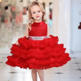 Girl Dresses 2023 Pageant Baptism 1st Birthday Fluffy Cake Dress For Baby Clothing Princess Lace Wedding Party 0-3 Year