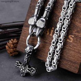 Pendant Necklaces Stainless Steel Viking Thor's Hammer Mjolnir Pendant Raven Suit Necklace Men Punk Celtic Knot Charm Fashion Jewelry DropShipping T230609