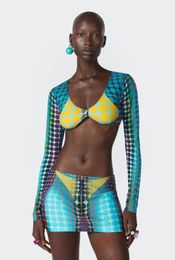 Women's Swimwear JPG02 kylie jenner wear swimsuit women swimwear two piece bikini blue dots bathing suit 230608
