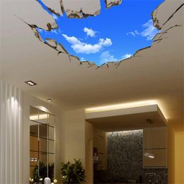 Wall Stickers 3D Blue Sky White Clouds Wall Sticker For Kids Baby Room Ceiling Roof Art Mural Home Decor Self-adhesive Floor Wall Decor Poster 230608