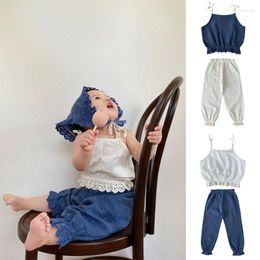 Clothing Sets Toddler Girls Clothes Spain Brand 2023 Summer Lace Sleeveless Blouse Infant Baby Tops Kids Pants Fashion Cute Outwear Outfit