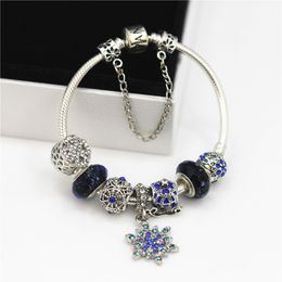 S925 Silver Blue Classic Gold Mountain Pandora Bracelet Alphabet DIY Bracelet for Women