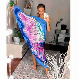 Casual Dresses 2023 New One Shoulder Caftan Asymmetrical Cover Up Dress Women Summer Flowy Jumpsuit Beach Wear Swim Suit Cover-ups J230609