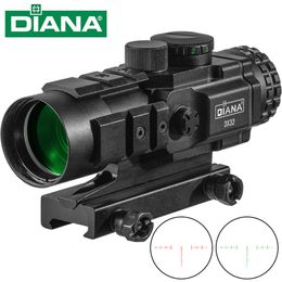 DIANA 3X32 Red And Green BDC Chevron Scope Tactical Optical Rifle Scope With Rails For 20mm Rifle Scope