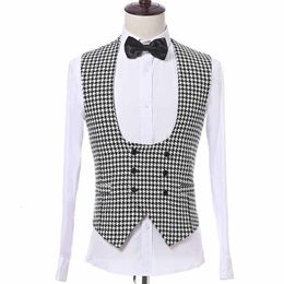 Men's Suits Blazers Houndstooth Vest with Double Breasted for Gentleman Suit Single Casual Man Waistcoat Fashion Costume 230609