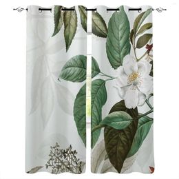 Curtain Camellia Plant Simple Retro Curtains For Living Room Bedroom Window Treatment Blinds Finished Drapes Kitchen