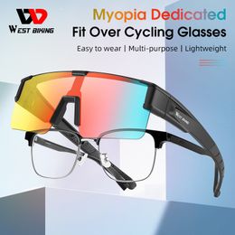 Outdoor Eyewear WEST BIKING Fit Over Myopia Glasses Men Women Polarised Sunglasses Pochromic Cycling Glasses Driving Fishing Eyewear Goggles 230608
