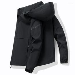 Men's Jackets Spring Autumn Casual Jacket Men Cargo Simple Hooded Coat Windproof Waterproof Trend Oversized