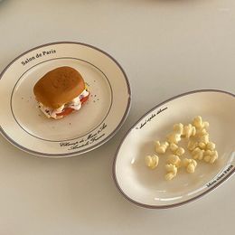 Plates Korean Alphabet Western Ceramic Plate Breakfast Oval Dessert Nordic Minimalist Tableware