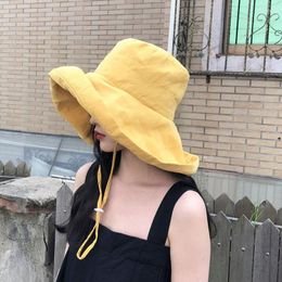 Wide Brim Hats Fashion Summer Big Sun Hat For Female Seaside Protection UV Cap Japanese Wild Fisherman Korean Version 2023