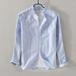 Men's Casual Shirts Style Italy Brand Short Sleeve Shirt Men Linen And Cotton Blue Mens Fashion Breathable For Camisa