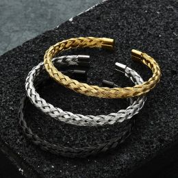 Bangle Designer Woven Mesh Women's Bracelet Braided Steel Wire Men's Titanium Jewellery