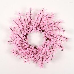 Decorative Flowers Simulation Pink Flower Wreath Wedding Decoration Wall Hanging Artificial Spring Decor For Door Garden