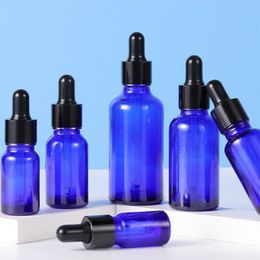 Empty Cobalt Blue Glass Dropper Bottle 5-100ml with Pipptte for Essential Oils Aromatherapy Eliquid Erfaf